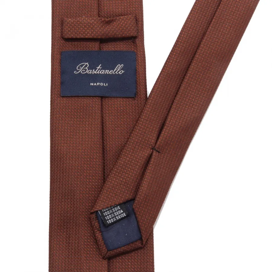 3491AI cravatta uomo BASTIANELLO man 7 cm. silk tie textured brown