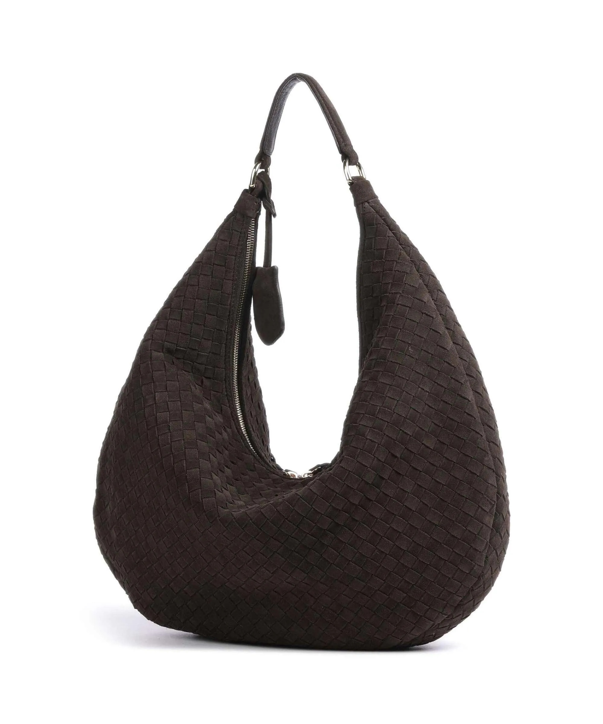  Abro Suede Nana Borsa hobo pelle bovina ruvida marrone scuro  