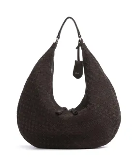  Abro Suede Nana Borsa hobo pelle bovina ruvida marrone scuro  