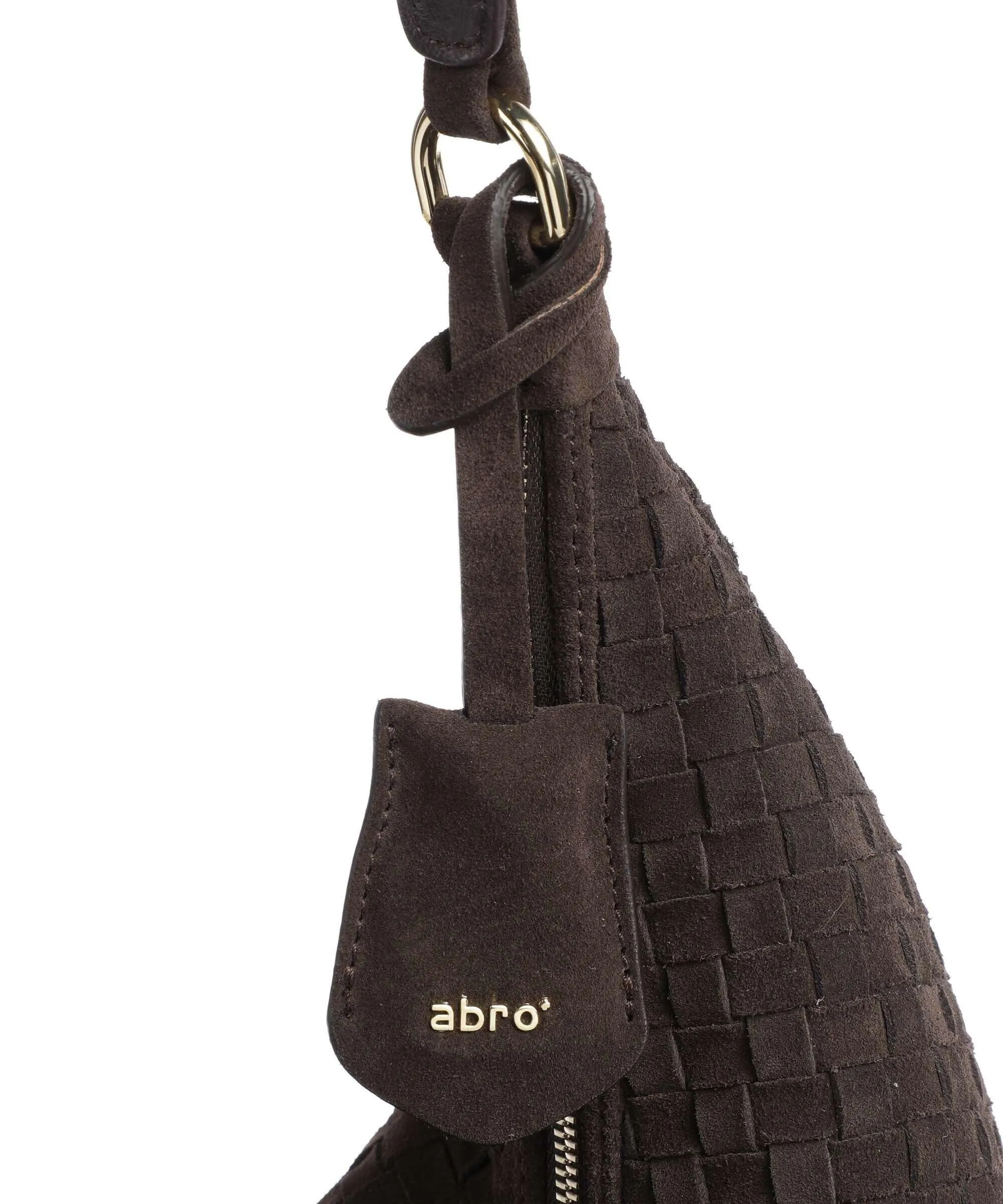  Abro Suede Nana Borsa hobo pelle bovina ruvida marrone scuro  