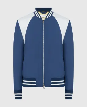 Alexander McQueen Bomber blu con lana 766448QUAAE