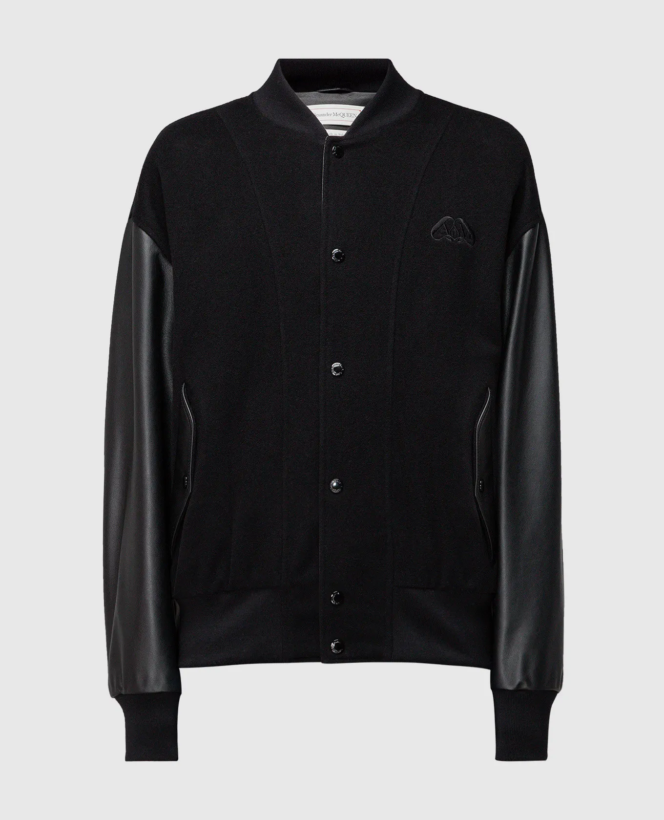 Alexander McQueen Bomber combo nero con logo 760447Q5HXX