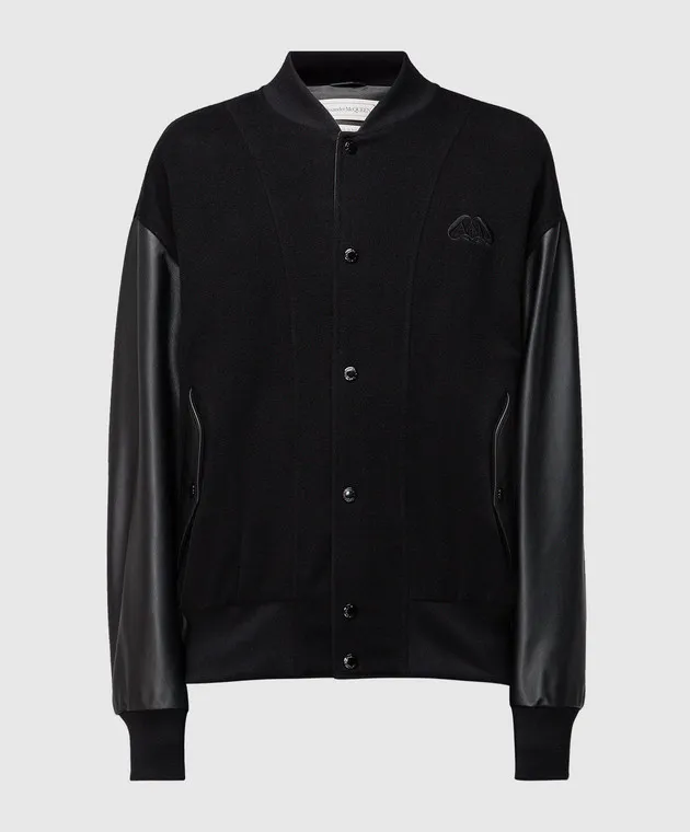 Alexander McQueen Bomber combo nero con logo 760447Q5HXX