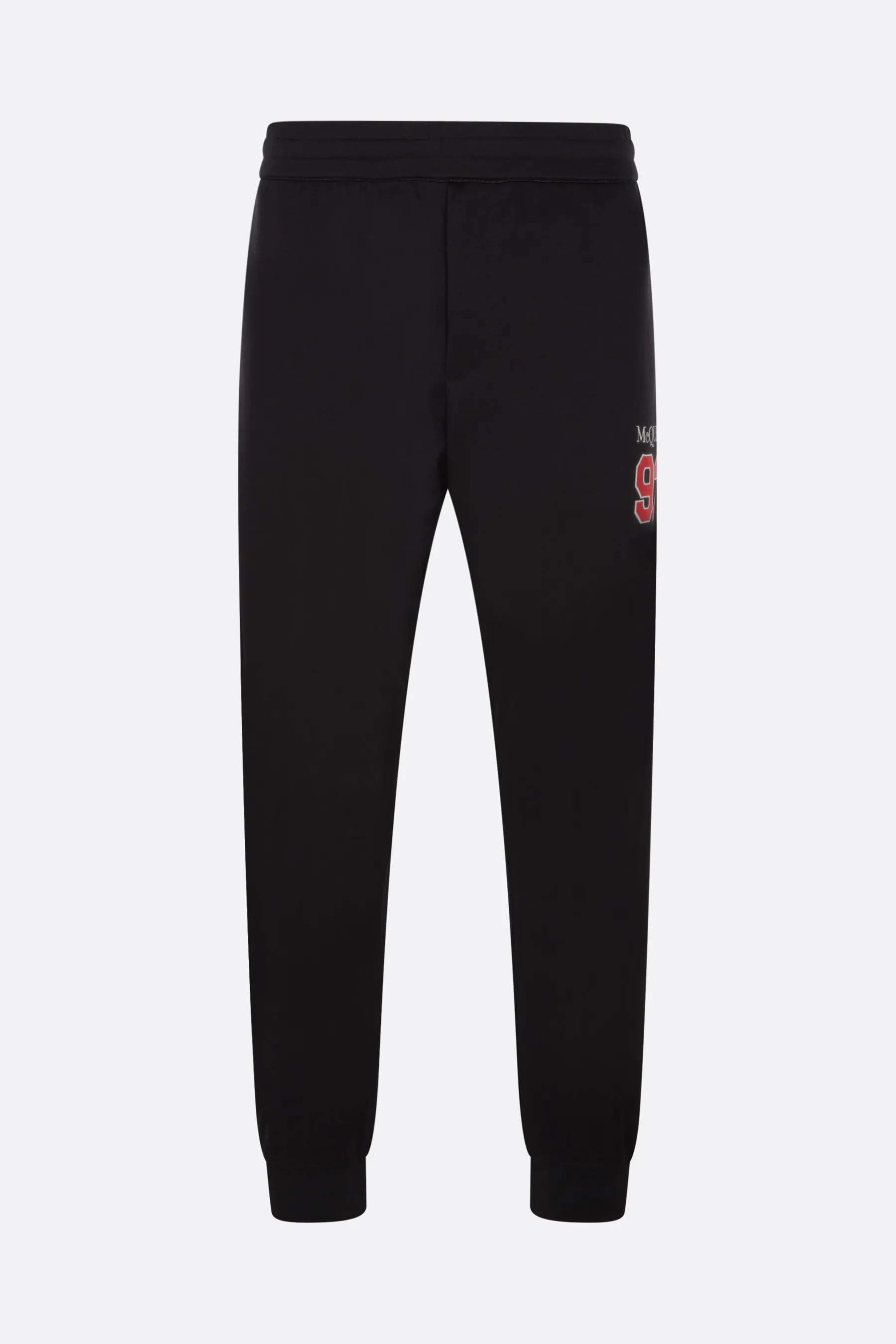  ALEXANDER McQUEEN pantalone jogging in rete jersey con intarsio logo McQueen 92 