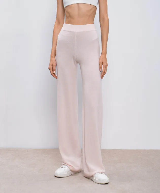 Allude Pantaloni della tuta rosa realizzati in lana e cashmere 24517034