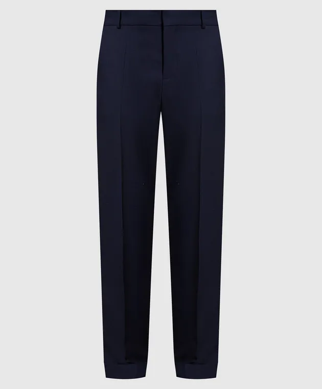 Balmain Pantaloni blu in lana AH1PM030WB02