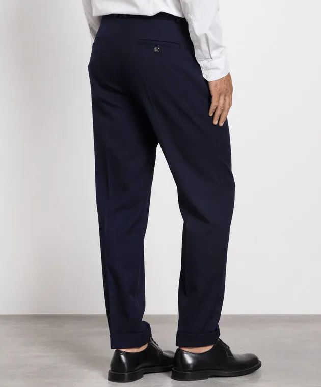 Balmain Pantaloni blu in lana AH1PM030WB02