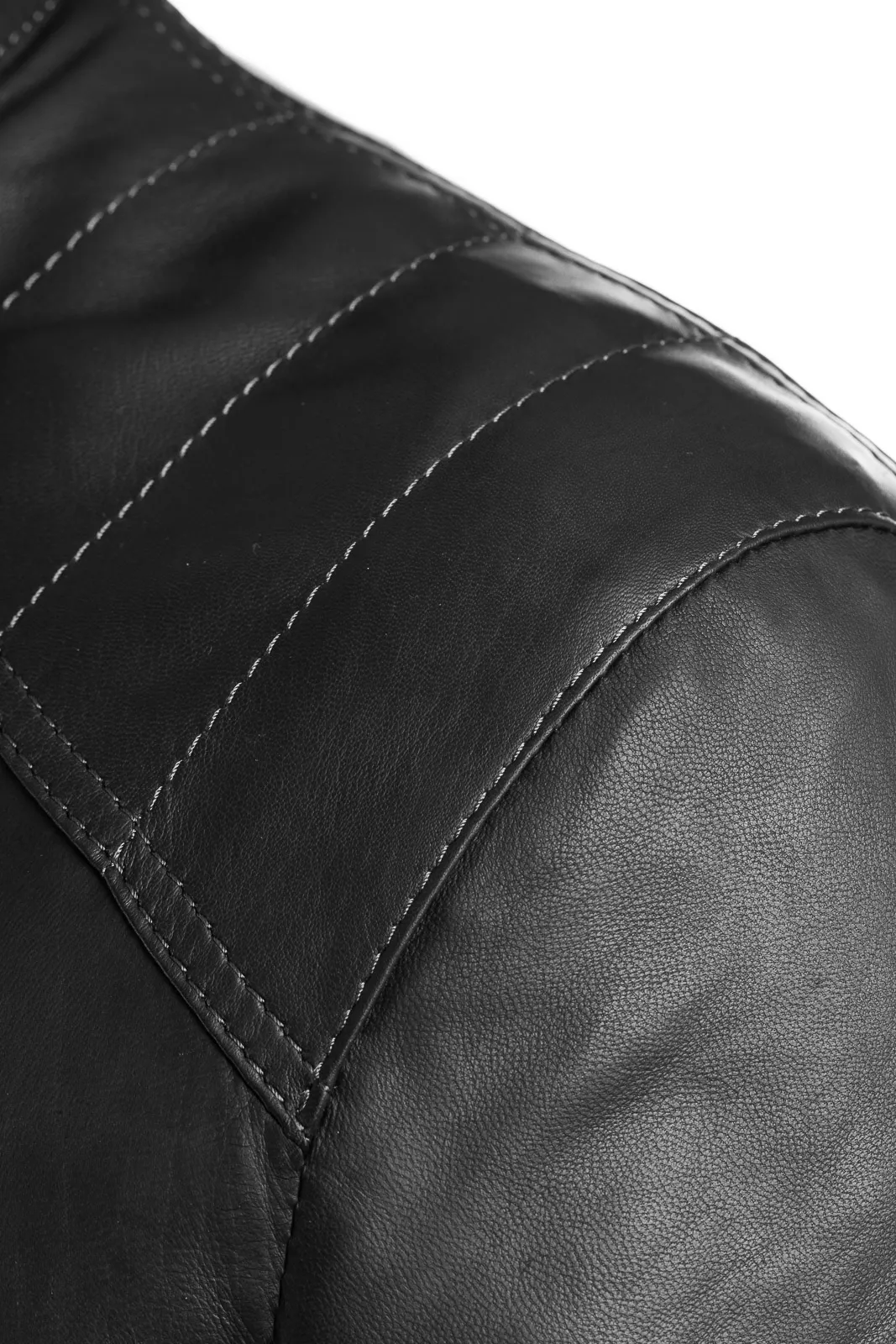 Black PIT zippered leather jacket with stretch wool