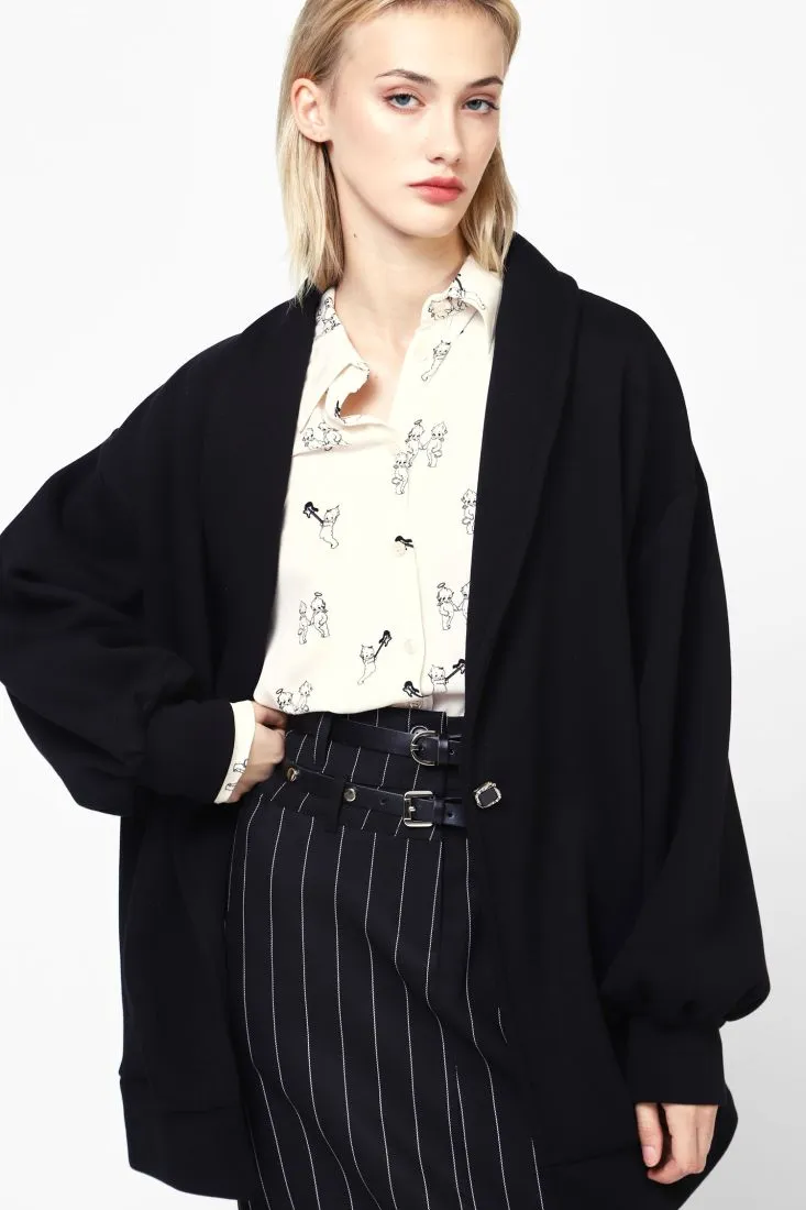 Blazer with wide sleeves and single closure    