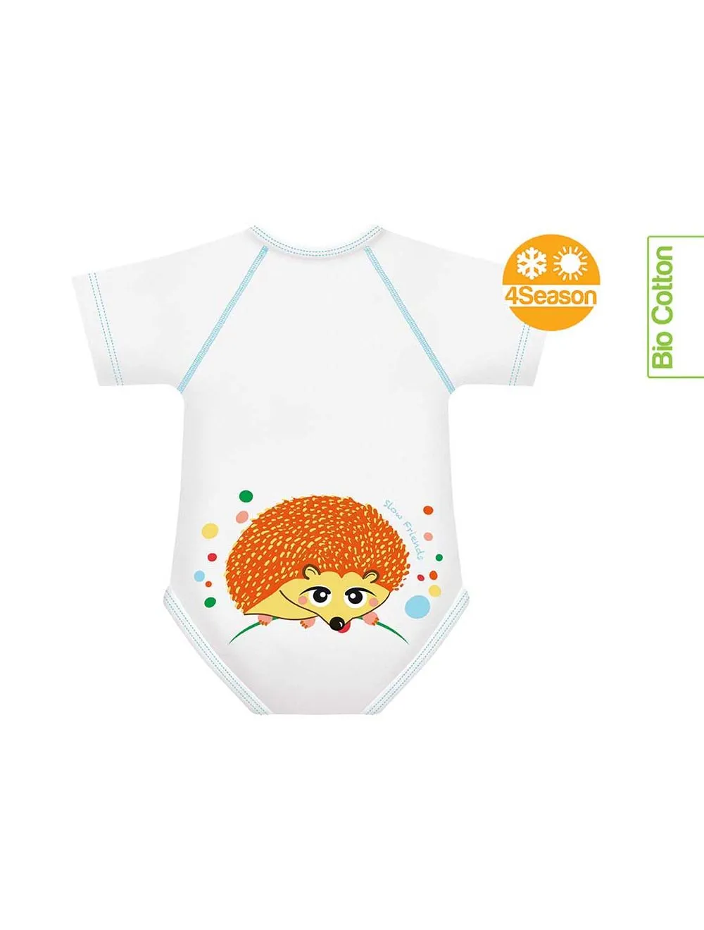  BODY JBIMBI TAGLIA UNICA 0-36 MESI PER NEONATO BAMBINO IN BIOCOTONE SLOW FRIENDS COLLECTION - RICCIO 