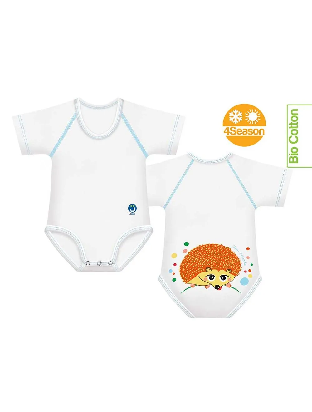  BODY JBIMBI TAGLIA UNICA 0-36 MESI PER NEONATO BAMBINO IN BIOCOTONE SLOW FRIENDS COLLECTION - RICCIO 