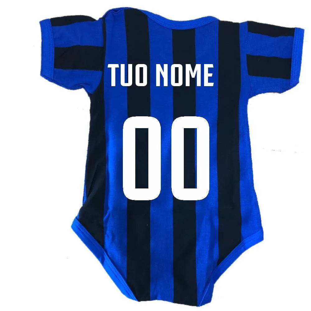 Body Neonato Personalizzabile Calcio Bianco Nero Rosso Nero Nero Azzurro PS 32764-tris