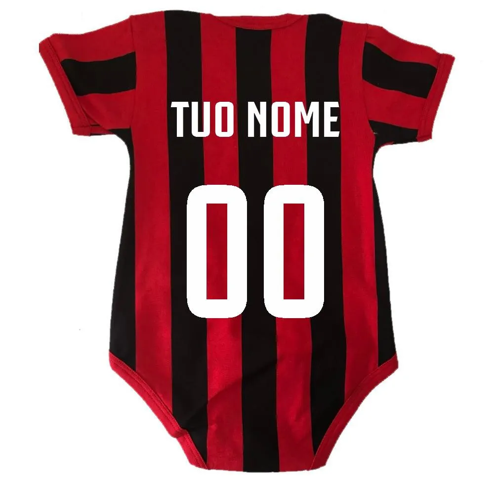 Body Neonato Personalizzabile Calcio Bianco Nero Rosso Nero Nero Azzurro PS 32764-tris