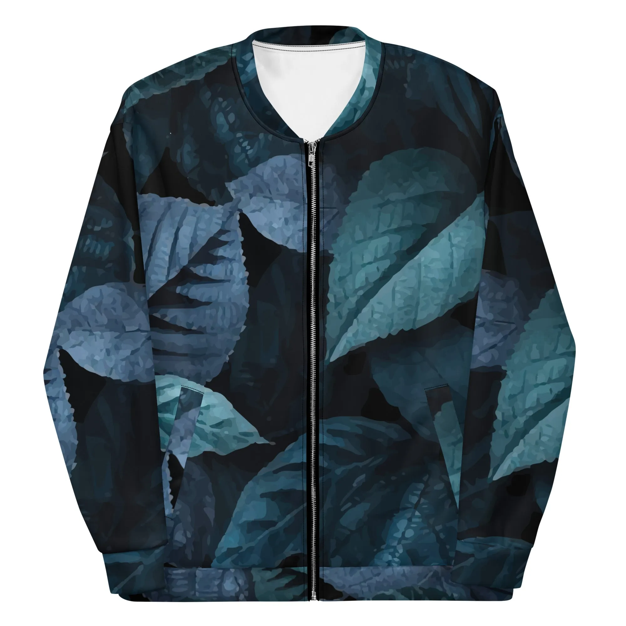 Bomber unisex con foglie blu