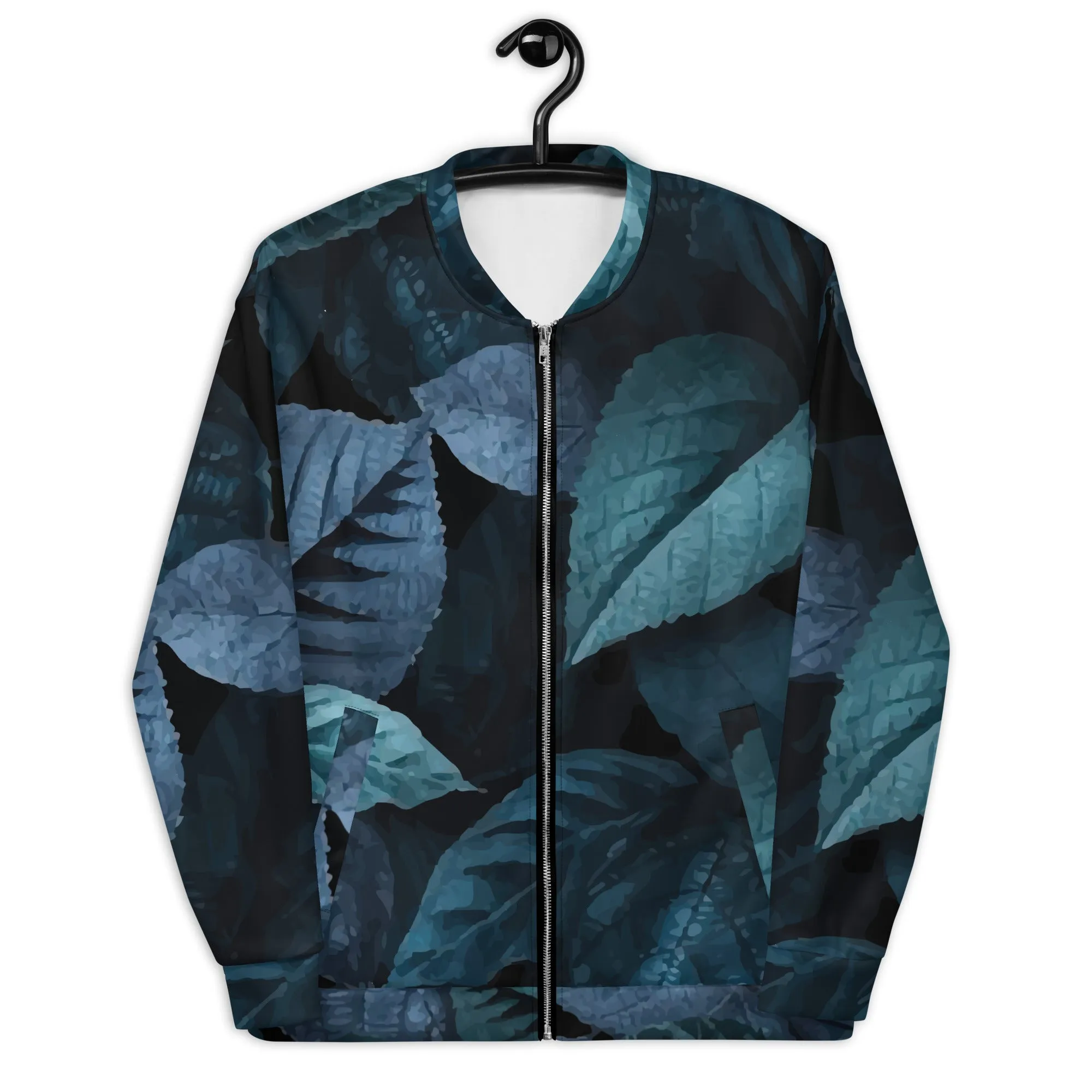 Bomber unisex con foglie blu