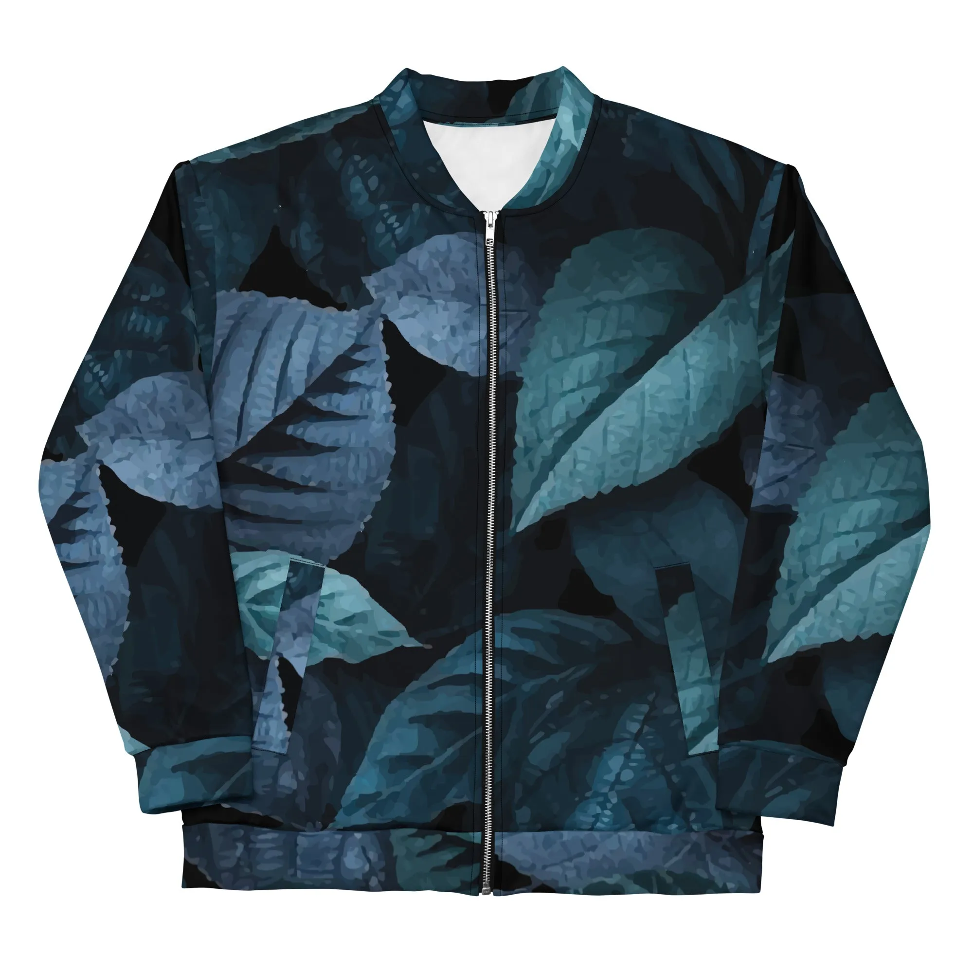 Bomber unisex con foglie blu