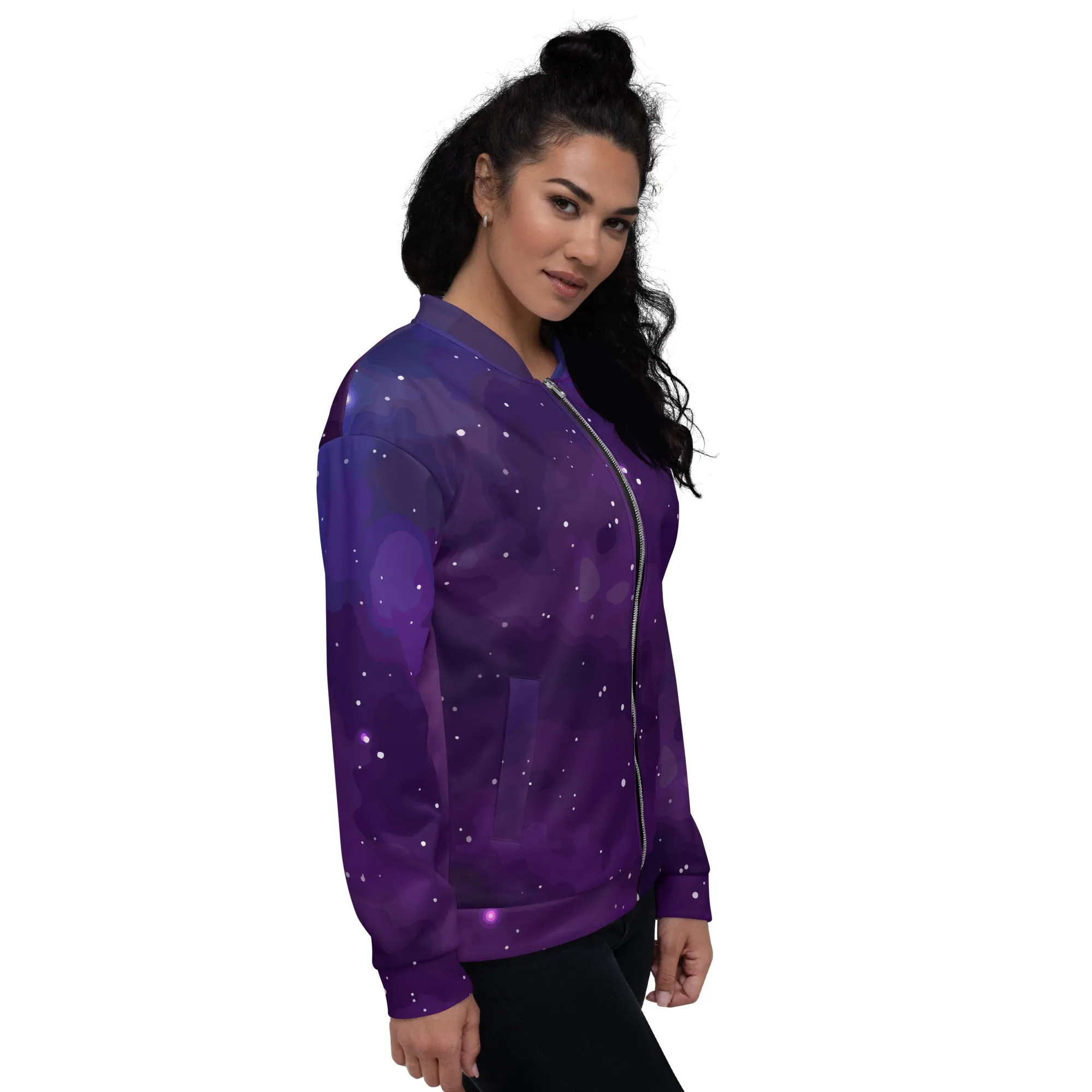 Bomber unisex con galassia viola