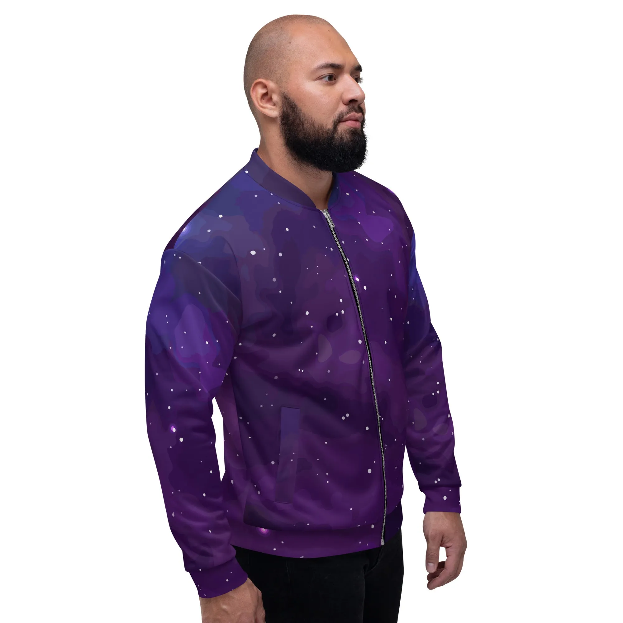 Bomber unisex con galassia viola