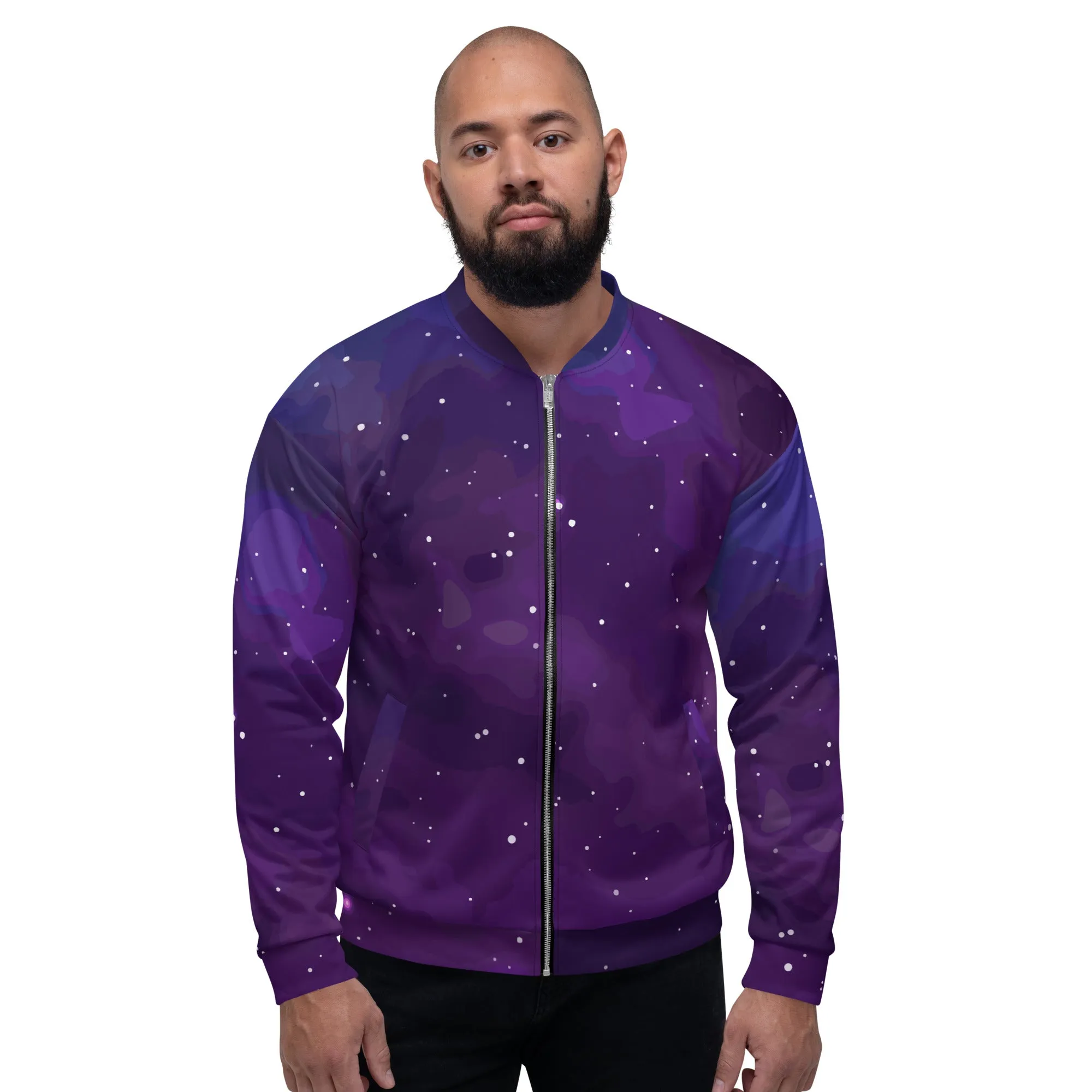 Bomber unisex con galassia viola