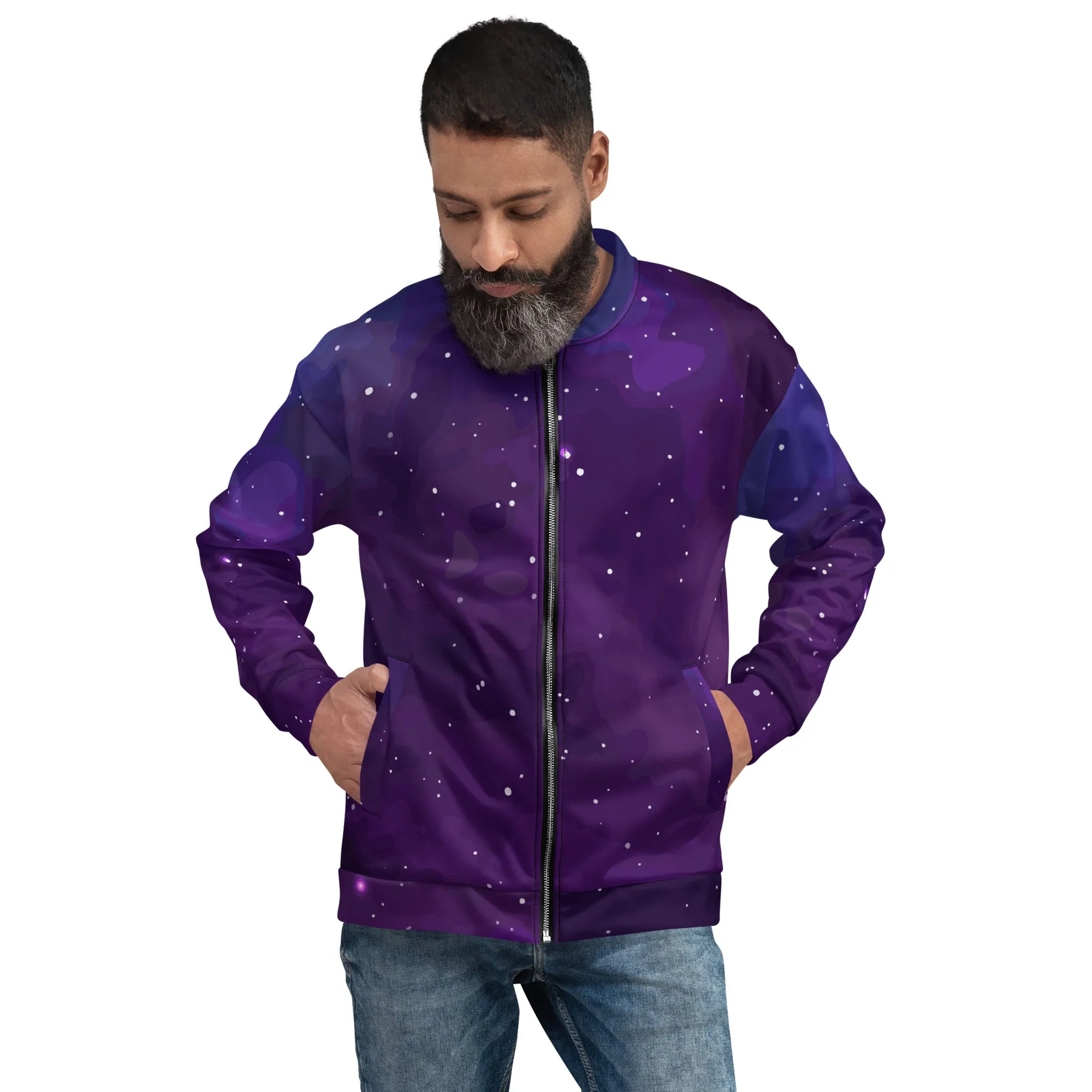 Bomber unisex con galassia viola