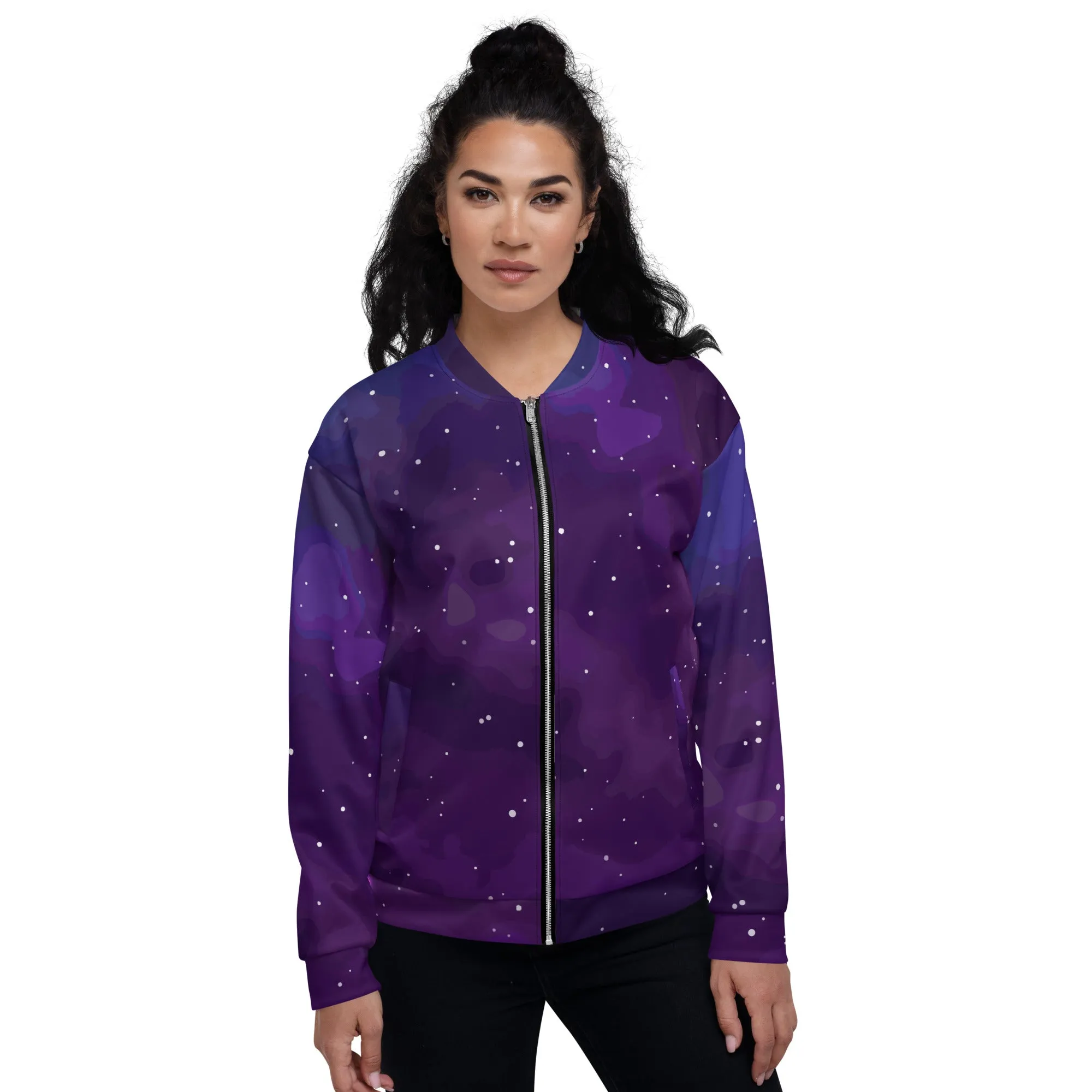 Bomber unisex con galassia viola