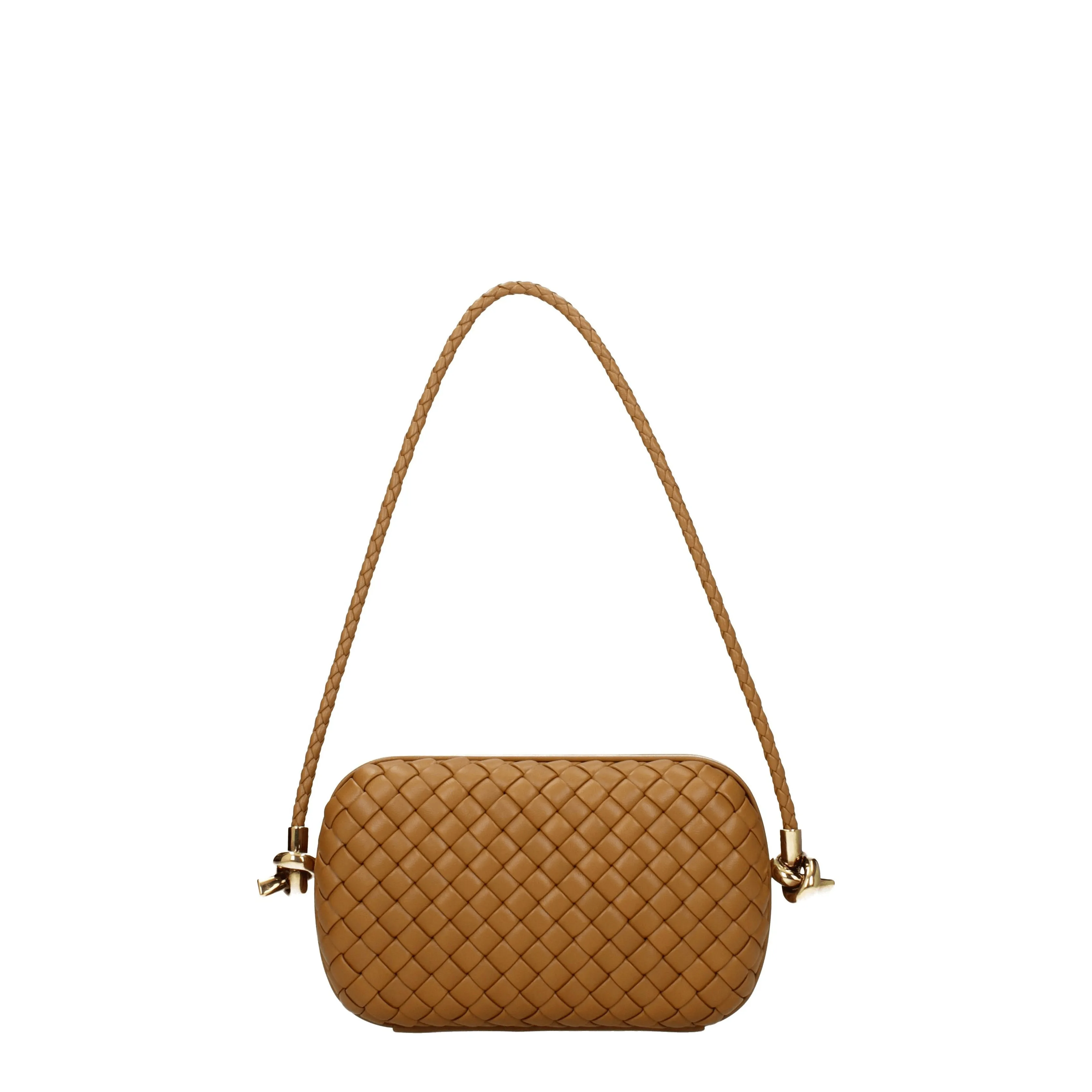 Bottega Veneta Borse a Spalla Knit Donna Pelle Marrone/Camel