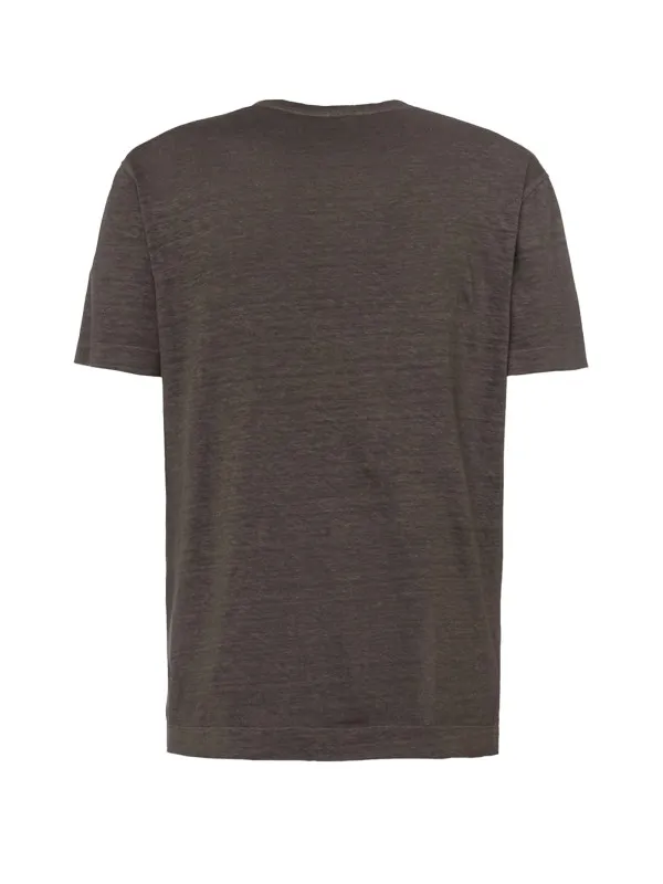 Brown linen and jersey T-shirt