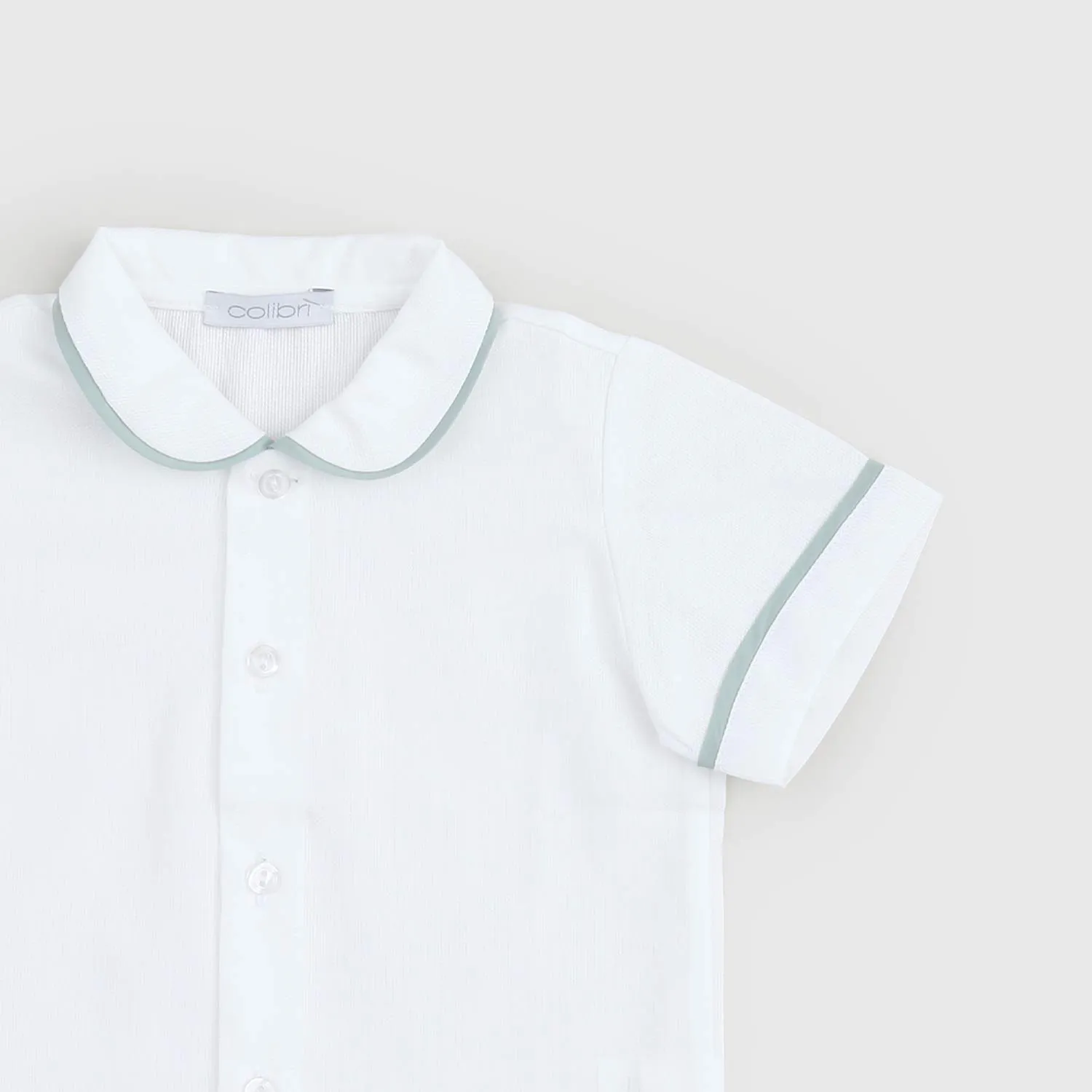 Camicia Bianca Dettagli Verdi Neonato