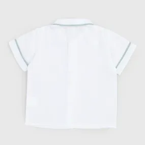 Camicia Bianca Dettagli Verdi Neonato