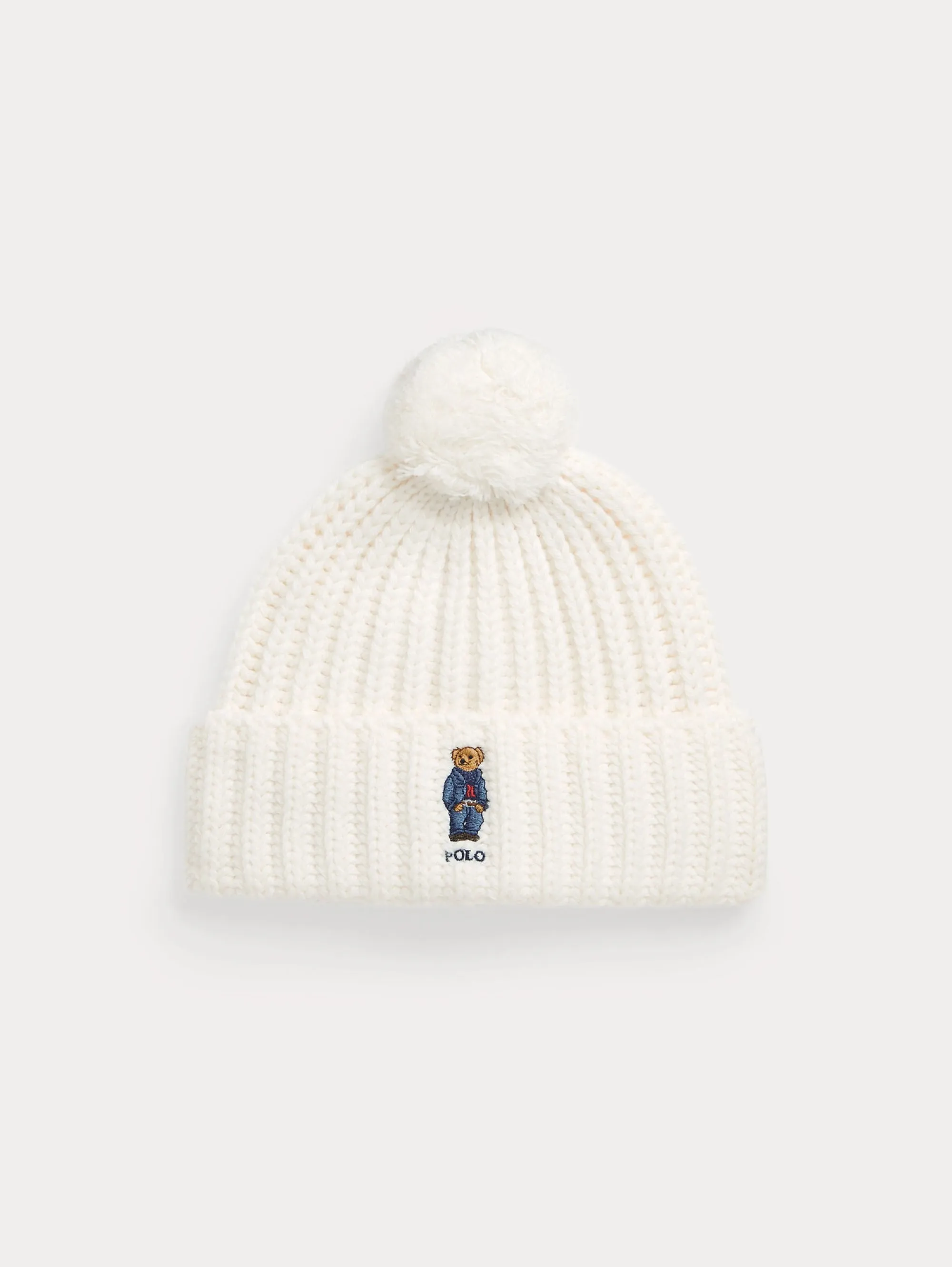 Cappello con Pompon e Polo Bear Crema