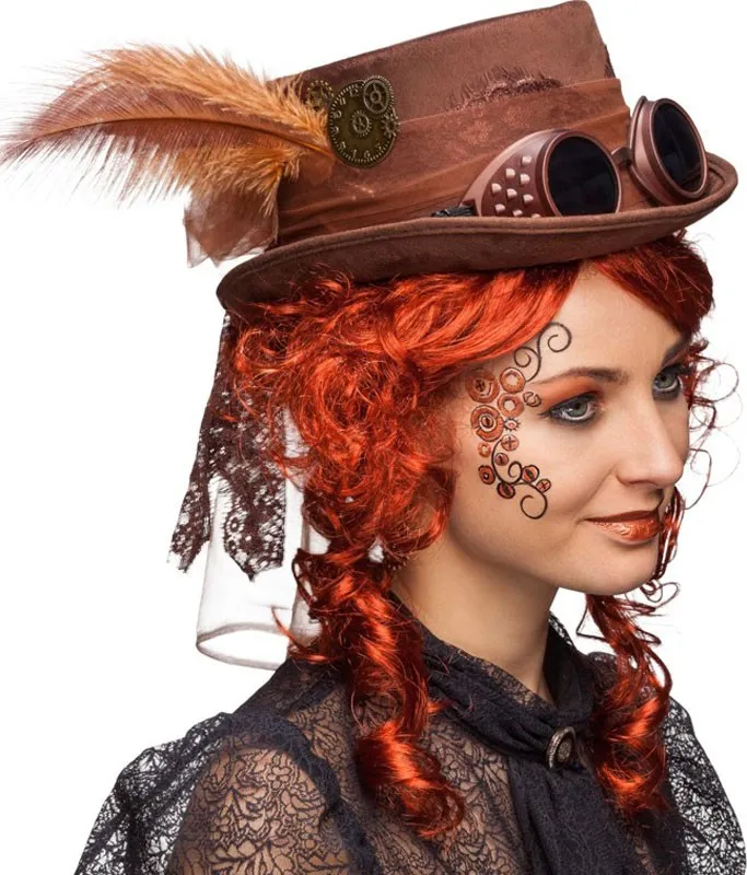 Cappello Steampunk con occhiali per donna