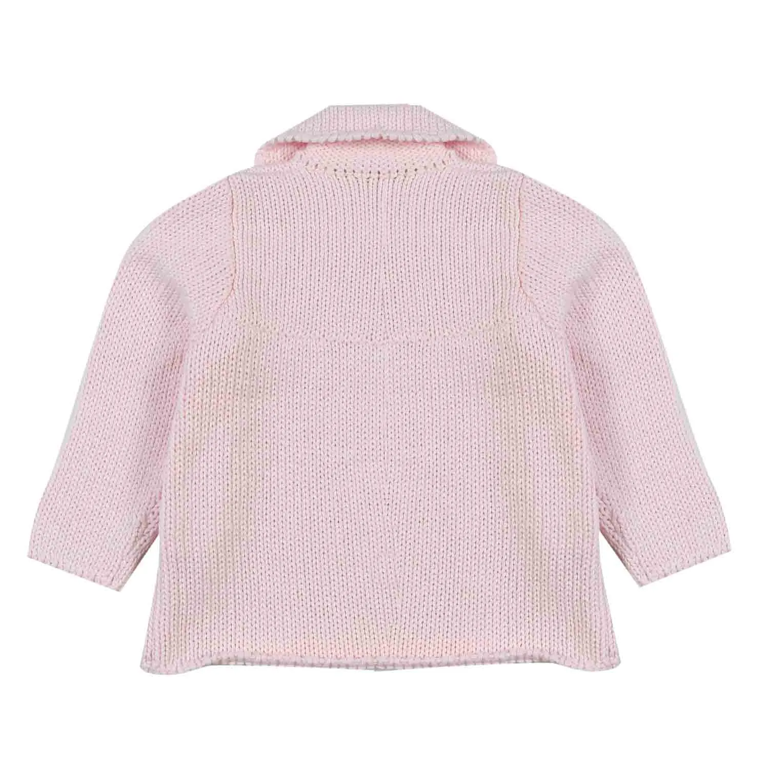 Cappottino Cotone A Maglia Rosa Neonata