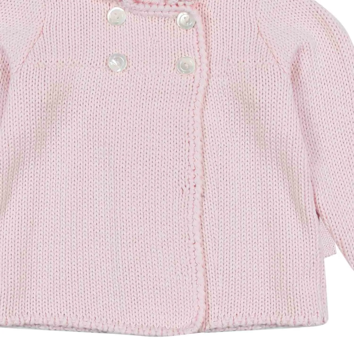 Cappottino Cotone A Maglia Rosa Neonata