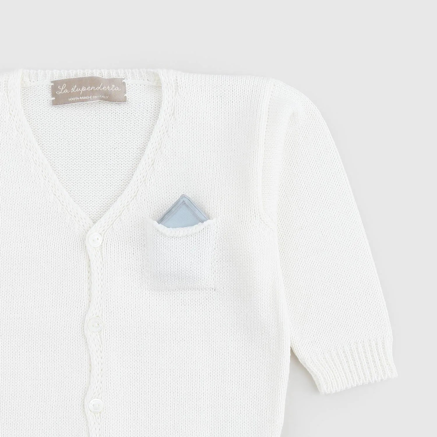 Cardigan Bianco Con Fazzoletto Neonato