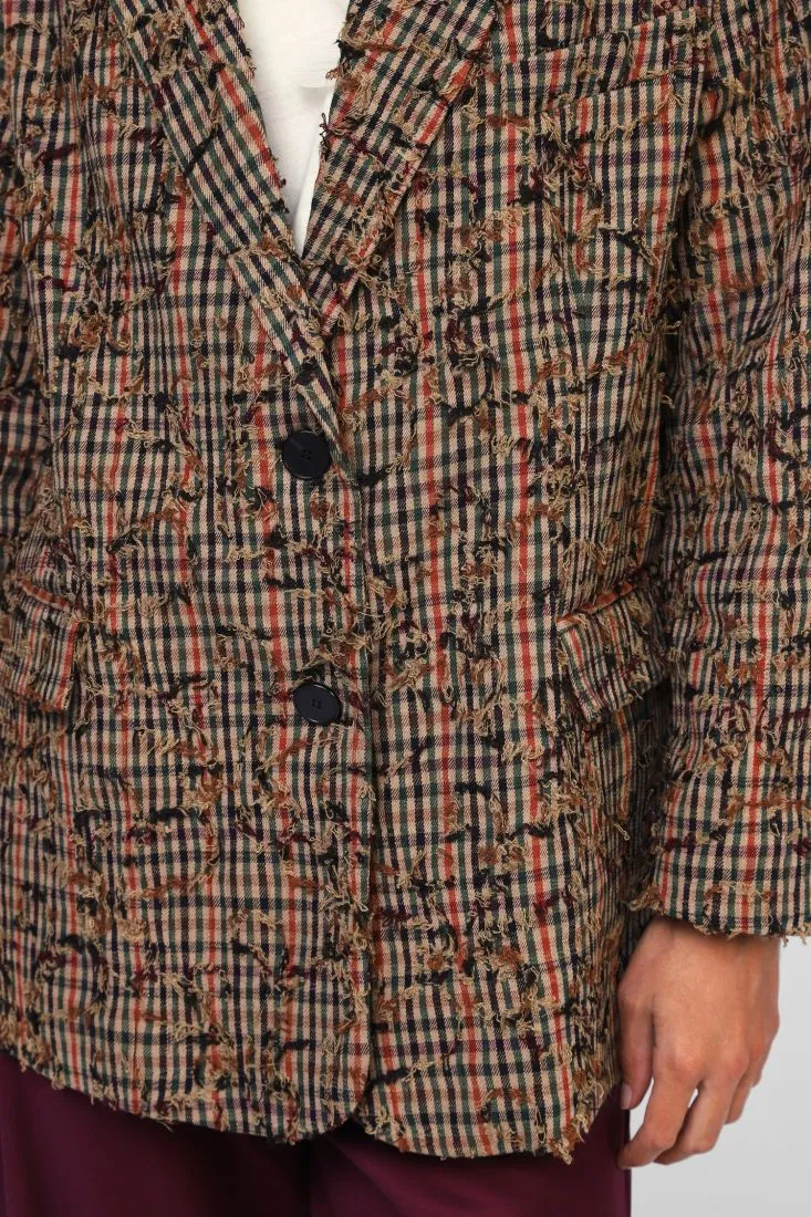  Checked blazer with unique details    