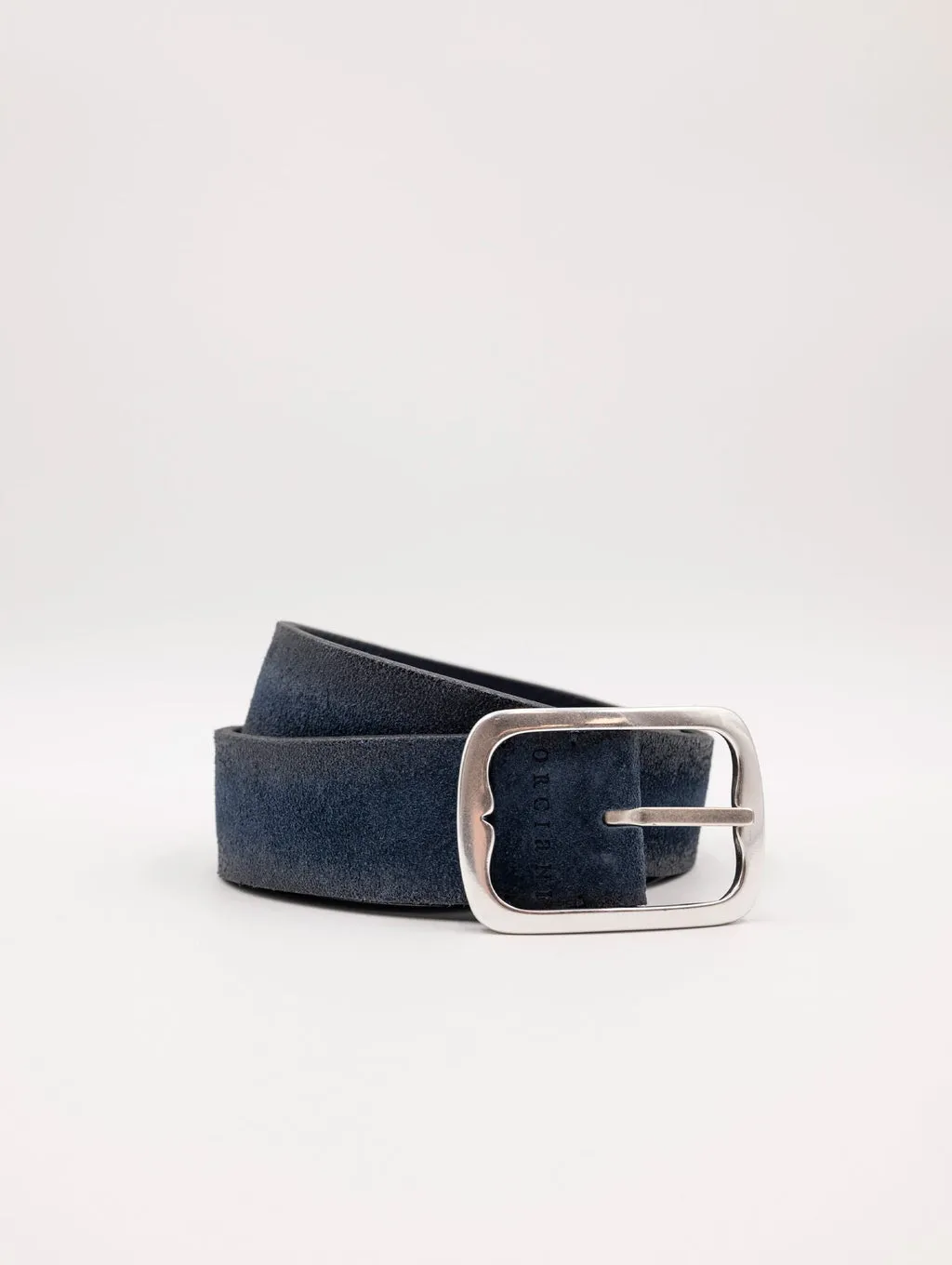 Cintura Orciani Hunting Double in Suede e Pelle Blu