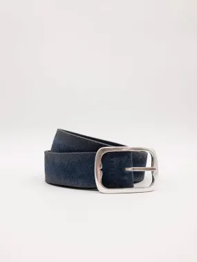 Cintura Orciani Hunting Double in Suede e Pelle Blu