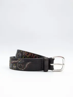 Cintura Orciani Paisley in Cuoio Marrone