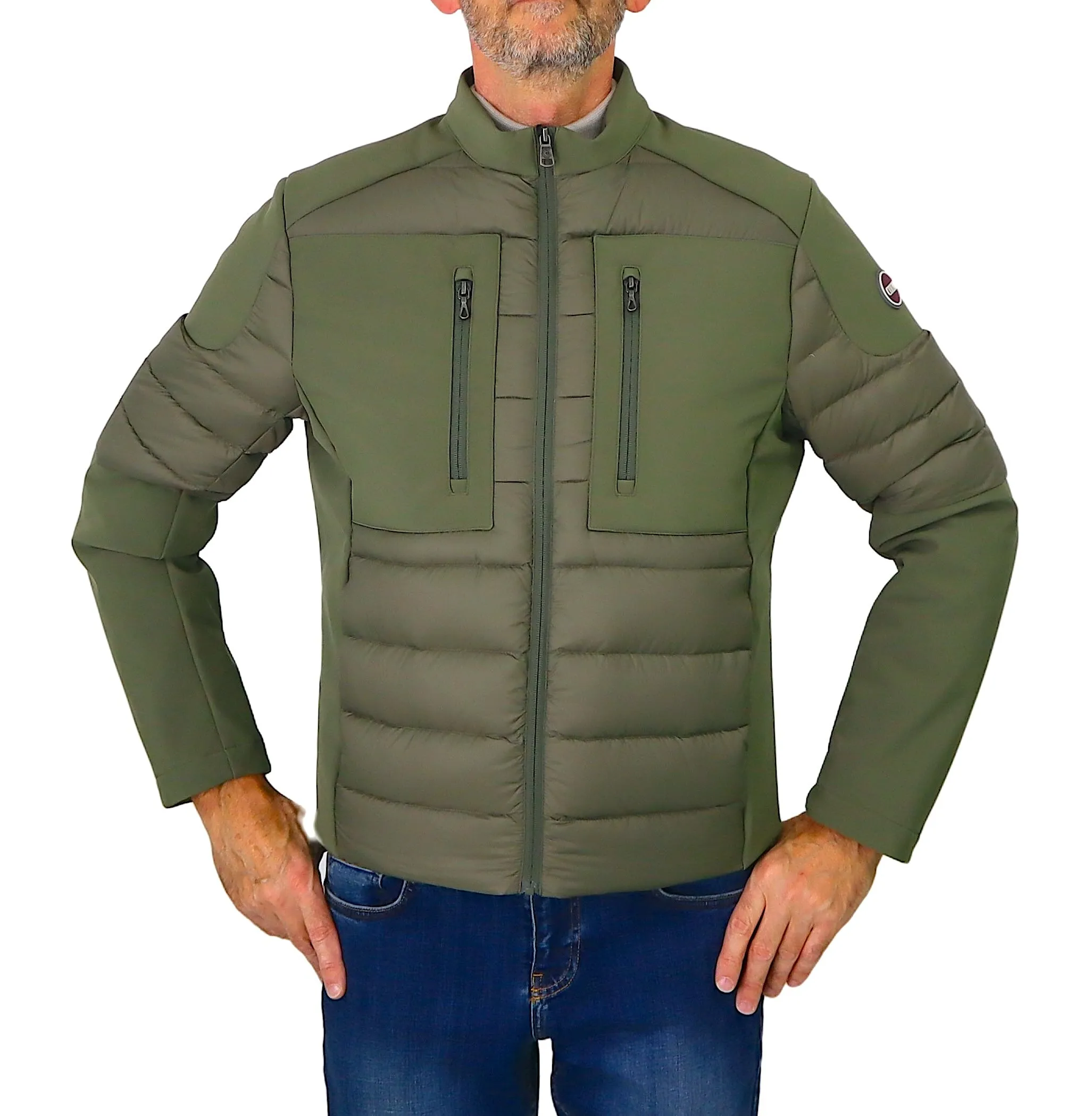 COLMAR giubbotto uomo piuma biker 1288R 1WQ NEW WARRIOR 559 VERDE inverno 2023