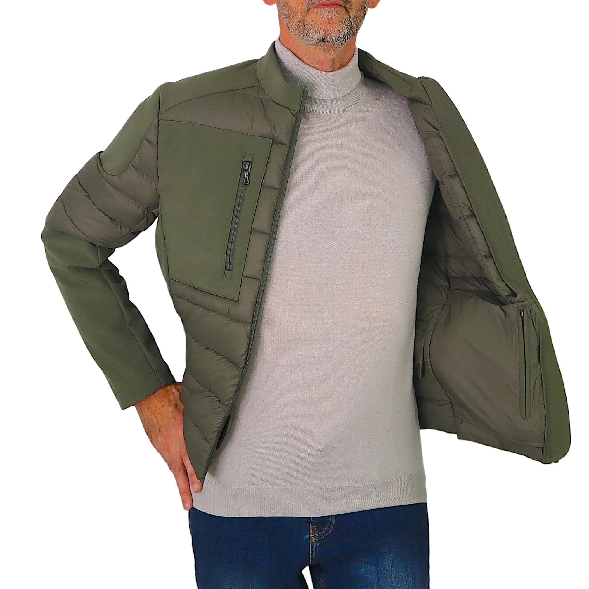 COLMAR giubbotto uomo piuma biker 1288R 1WQ NEW WARRIOR 559 VERDE inverno 2023