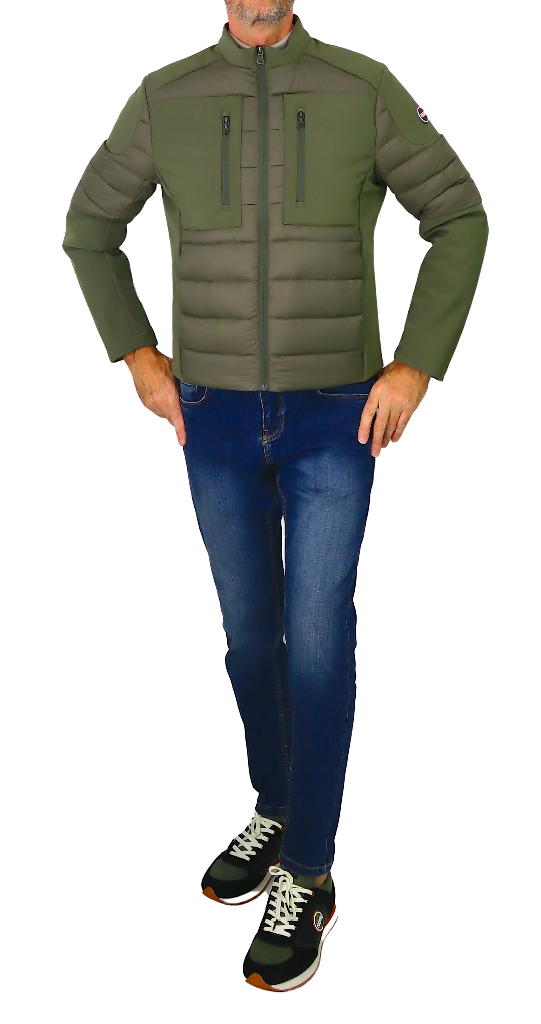 COLMAR giubbotto uomo piuma biker 1288R 1WQ NEW WARRIOR 559 VERDE inverno 2023