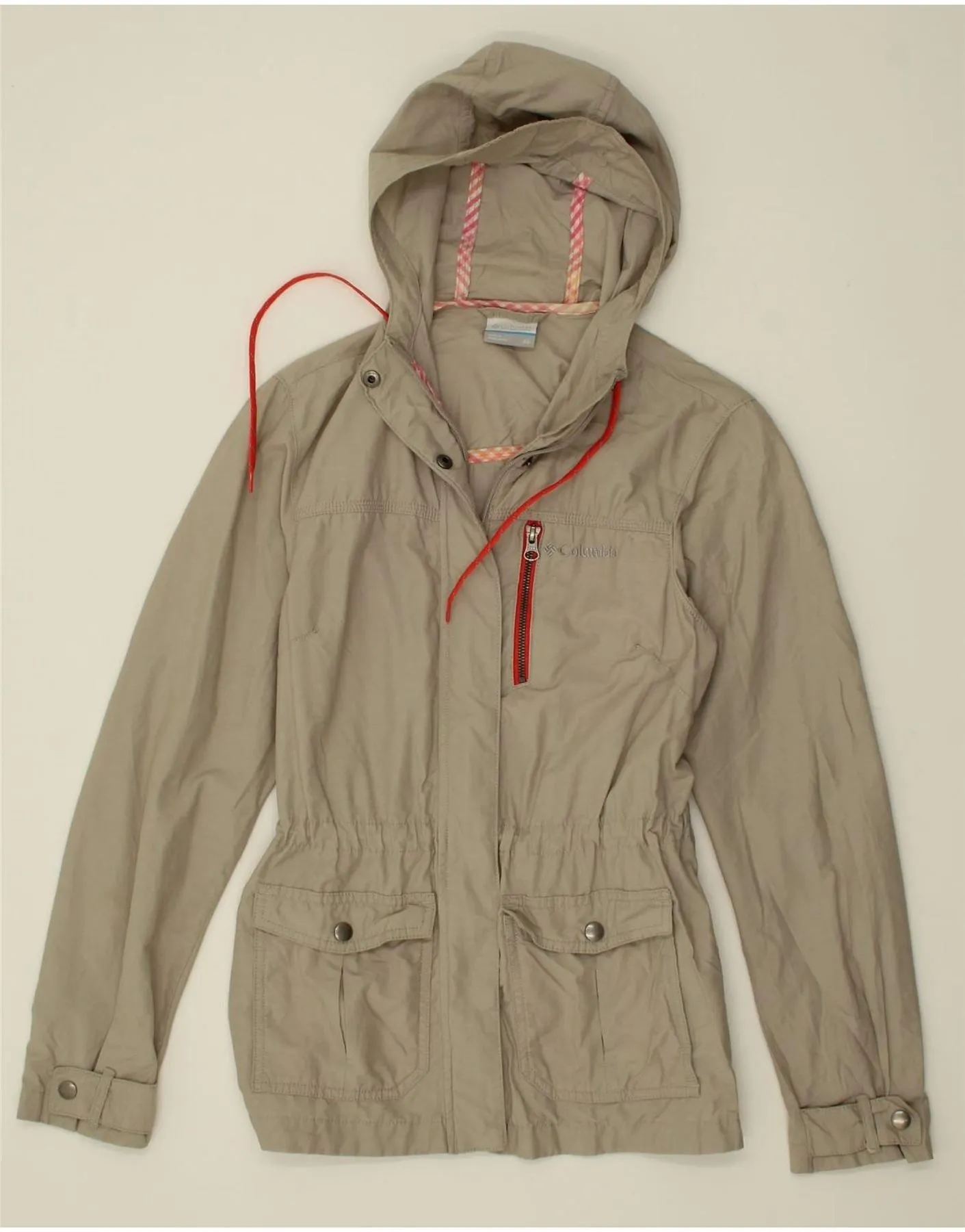 COLUMBIA Womens Hooded Utility Jacket UK 6 XS Grey Cotton