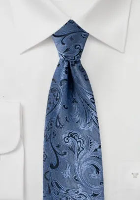 Cravatta da uomo Cultured Paisley Azzurro Nero