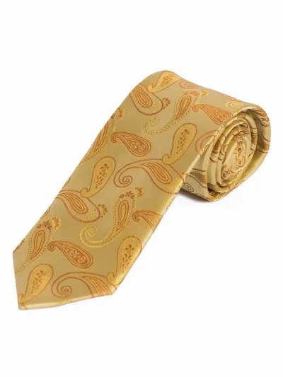 Cravatta lunga da uomo con motivo Paisley Oro Arancione