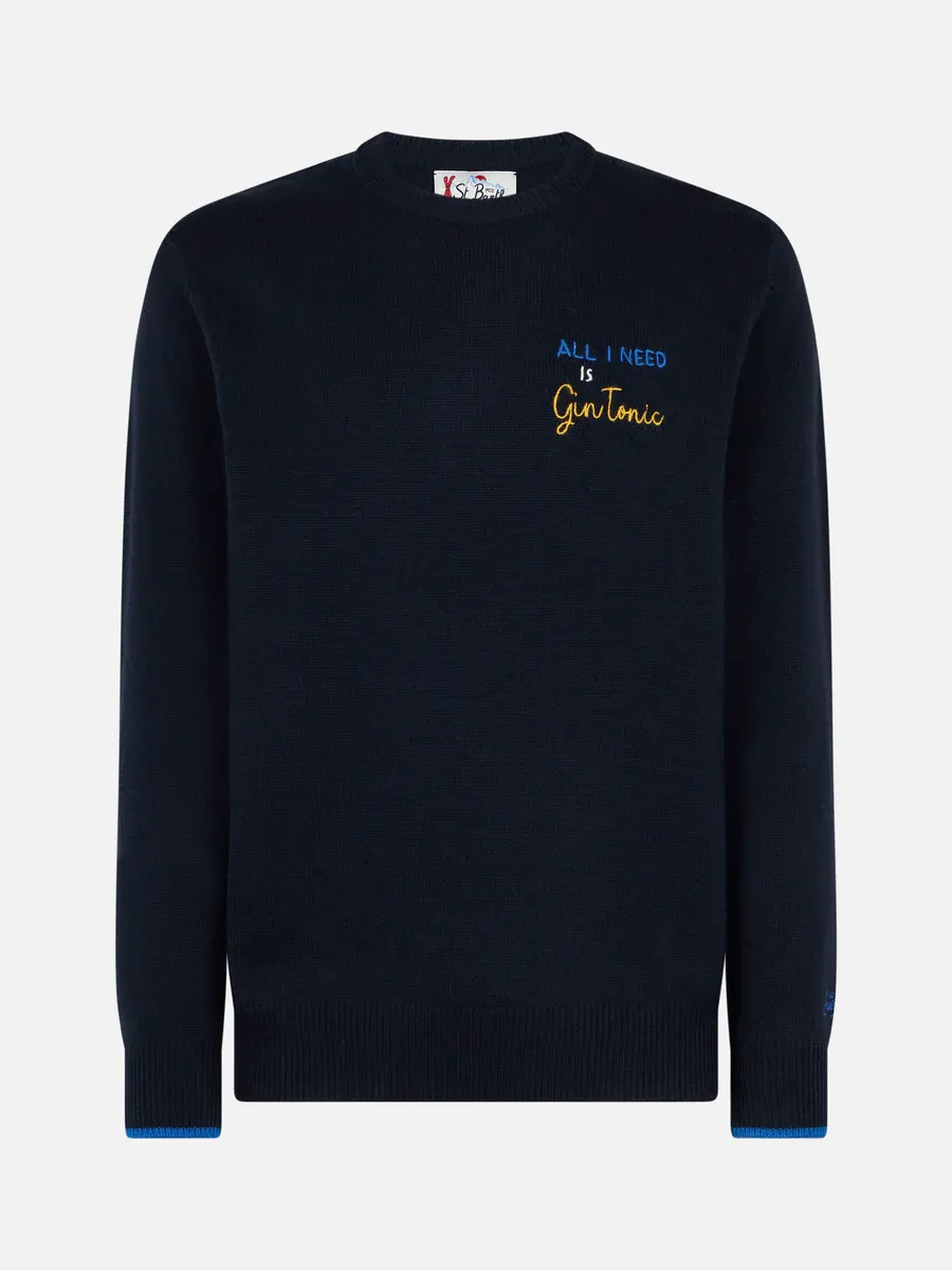 Crewneck Sweater with Logo / Blue