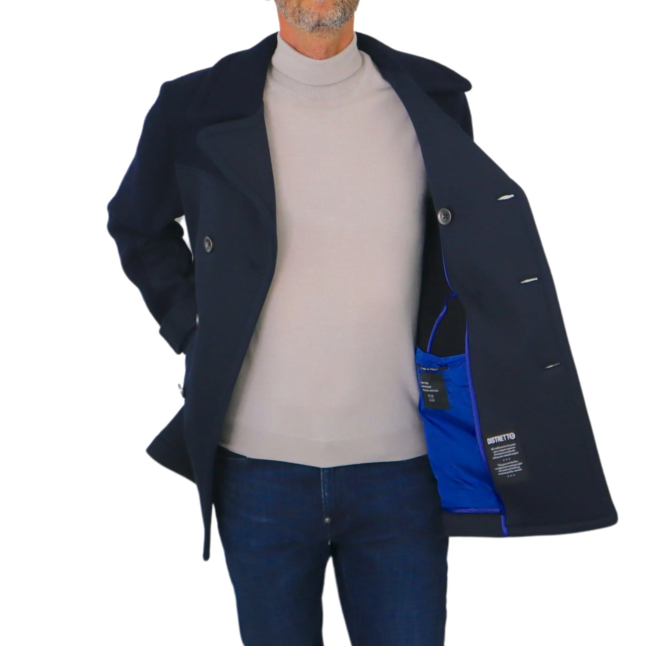 DISTRETTO 12 giubbotto uomo lana PEACOAT BANCOS GB1235 0001 BLU inverno 2023