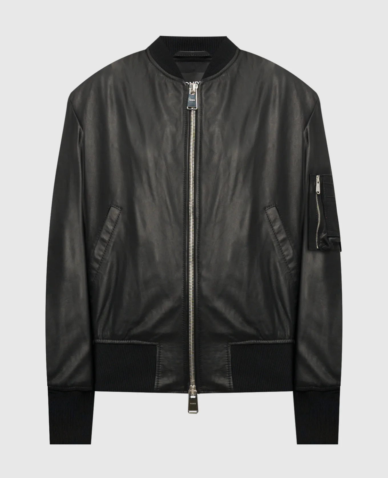 Dondup Bomber in pelle nera con ricami a contrasto DJ647PL0511DXXXW