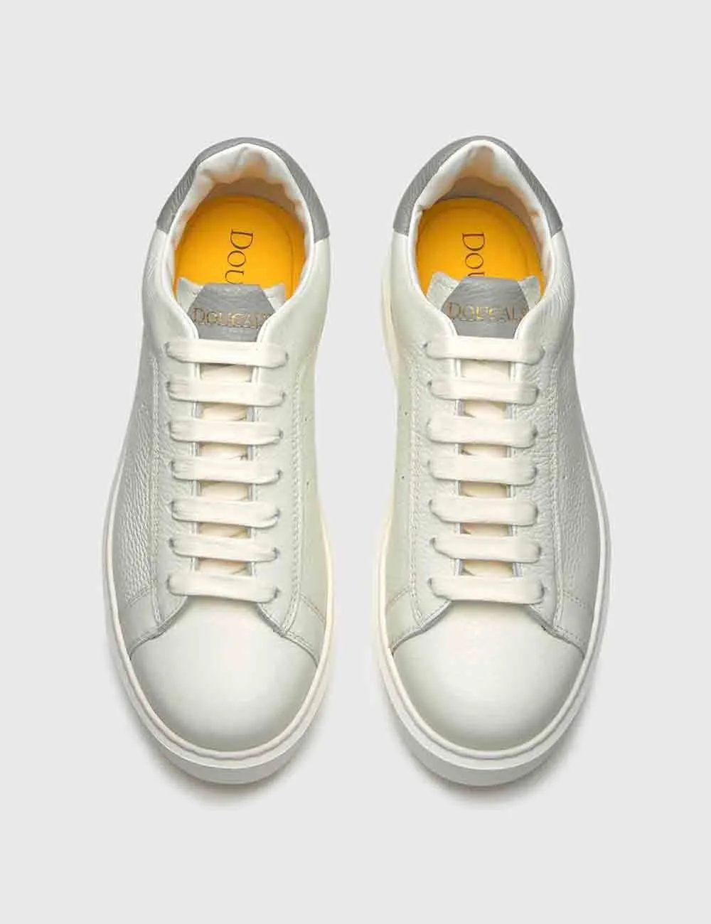 Doucal's     Sneaker In Pelle Bottalata Con Dettaglio Pelliccia Bianco