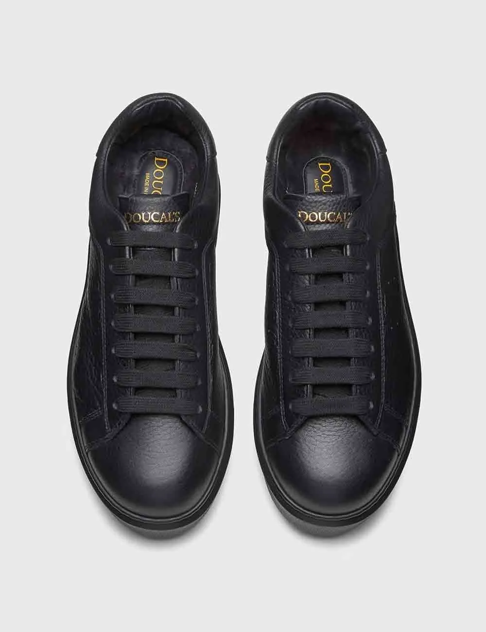 Doucal's     Sneaker In Pelle Bottalata Con Dettaglio Pelliccia Nero