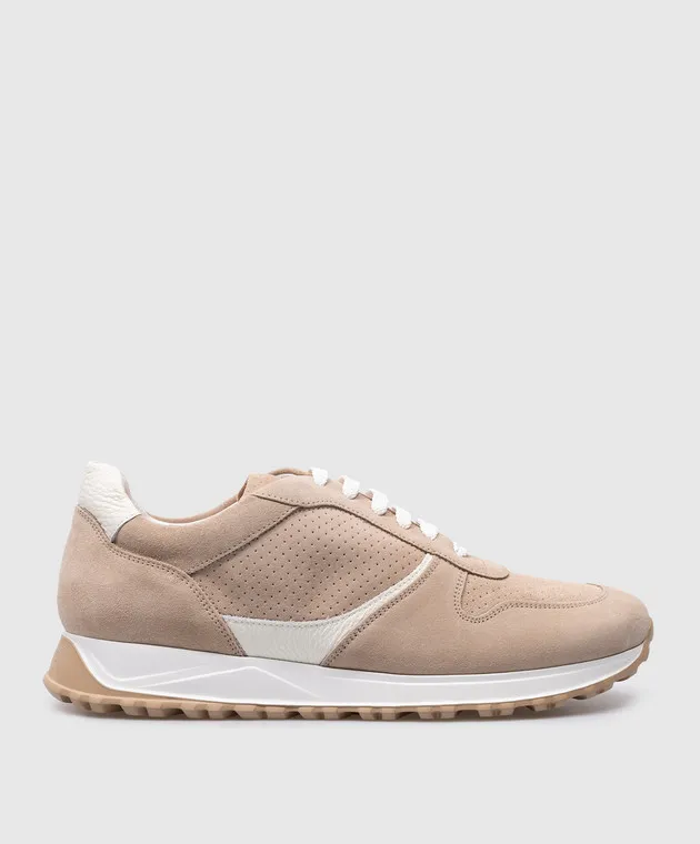 Doucal's Sneakers in camoscio beige con logo DU3271SYDNPZ693